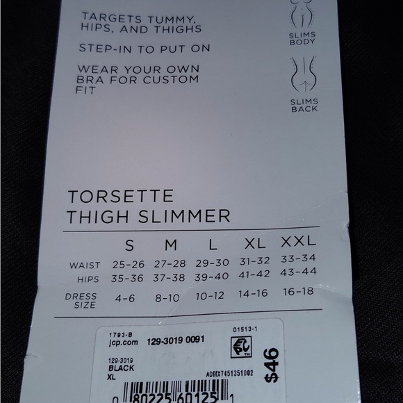 NWT Ambrielle Torsette Thigh Slimmer Black Shapewear Bodysuit Women’s Size XL - Picture 3 of 9